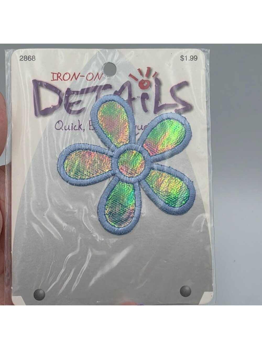 Holographic Flower Iron-On Applique Patch Blumenthal Lansing 2.5" Embroidered